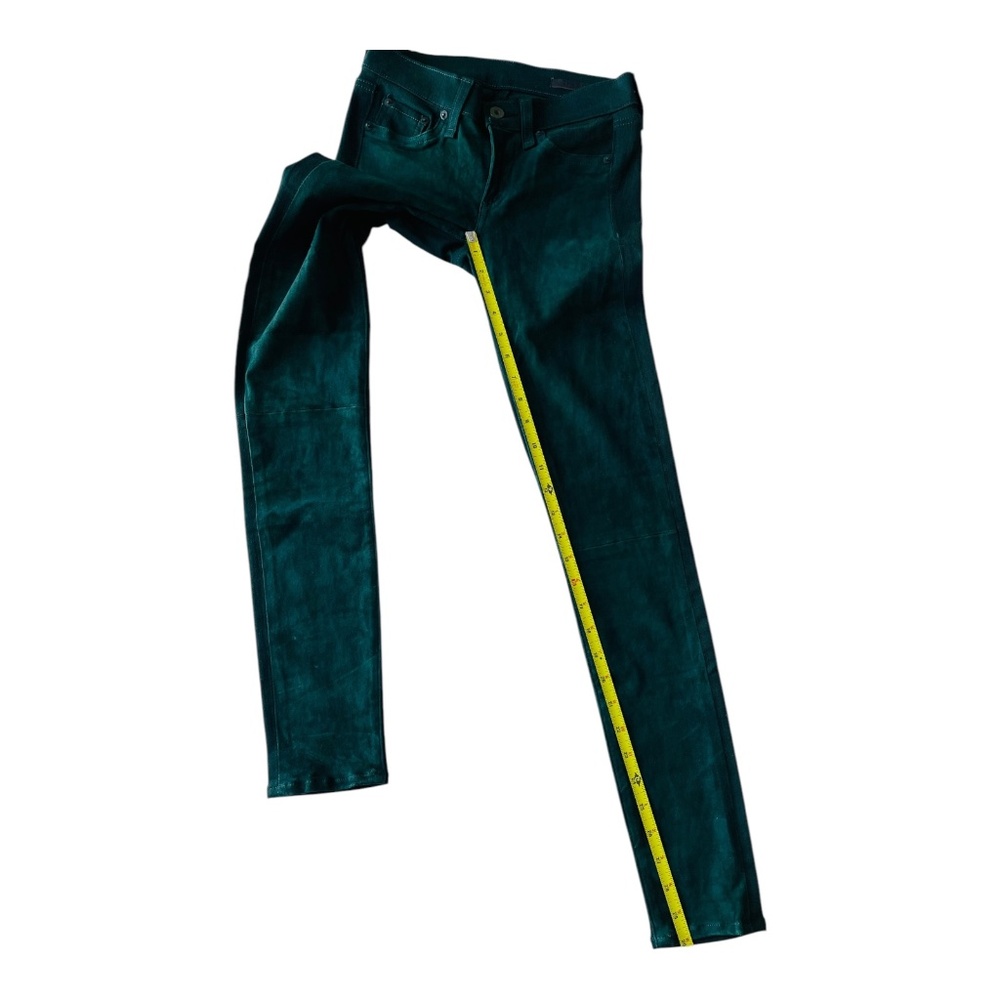 Rag & Bone Jean Hyde Skinny Lambs Leather Suede Green Teal Blue Green size 24 - Picture 5 of 12